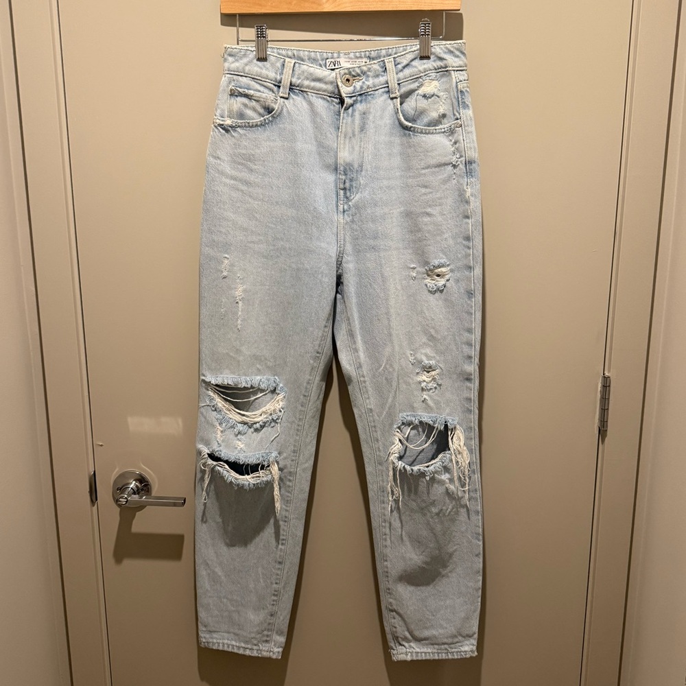 Zara Light Blue Distressed Women's Jeans